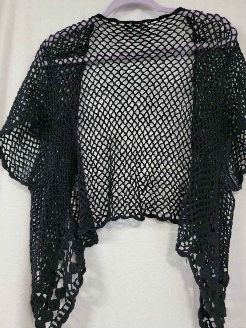 Black Open-Knit Cropped Sweater Shrug Plus Size 22/24W